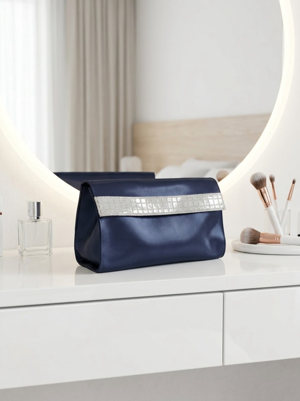 Christian Dior perfume bag Embellished Clutch in Blue & Silver